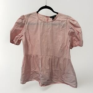 New Look 100% Cotton‎ Peplum Top Light Strawberry Pink Size 8